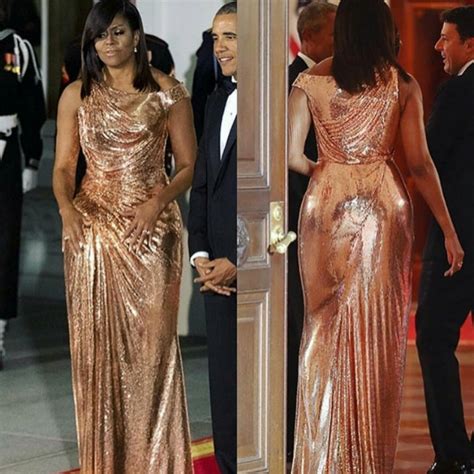 obama rose gold versace dress